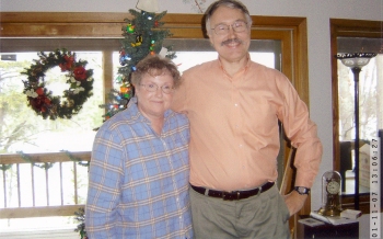 Steve and Lyn in front of our Christmas tree.